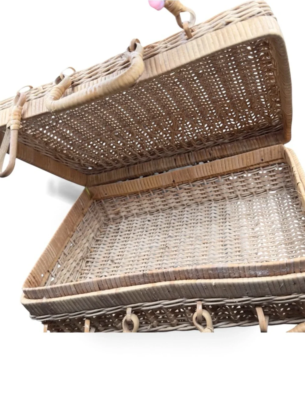 Vintage Handwoven Wicker French Picnic Basket - 8 x 11”